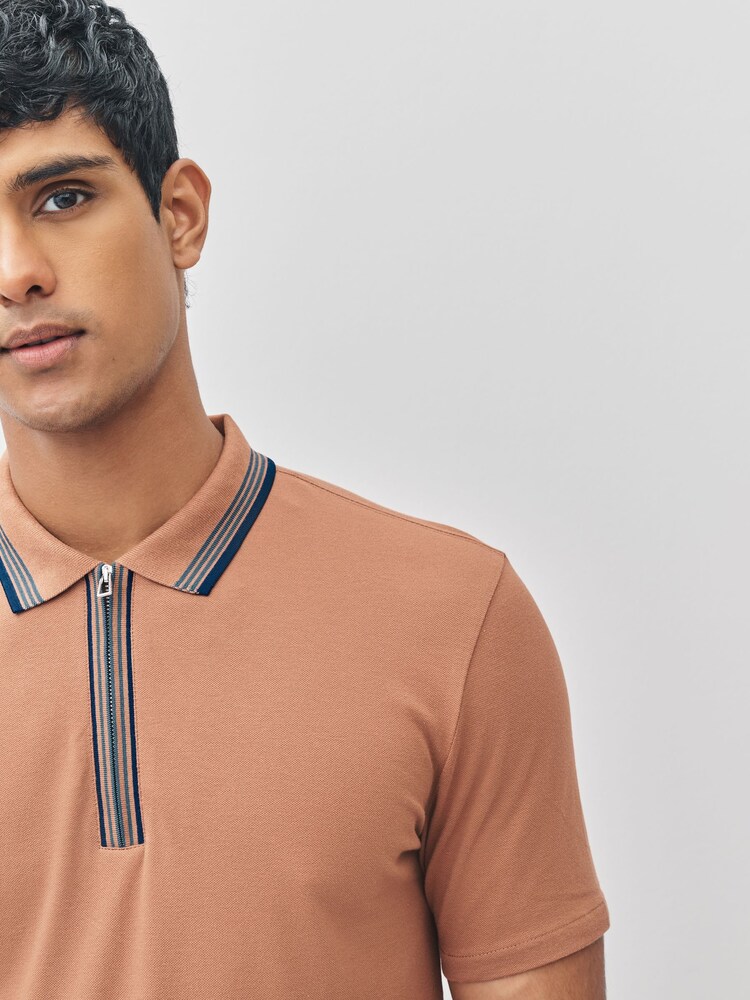 PS Paul Smith Regular-Fit Quarter Zip Brown Polo Shirt - Image 4 of 4