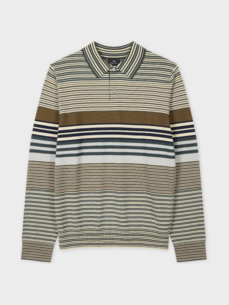 PS Paul Smith Green Long Sleeve Stripe Polo Shirt - Image 1 of 4