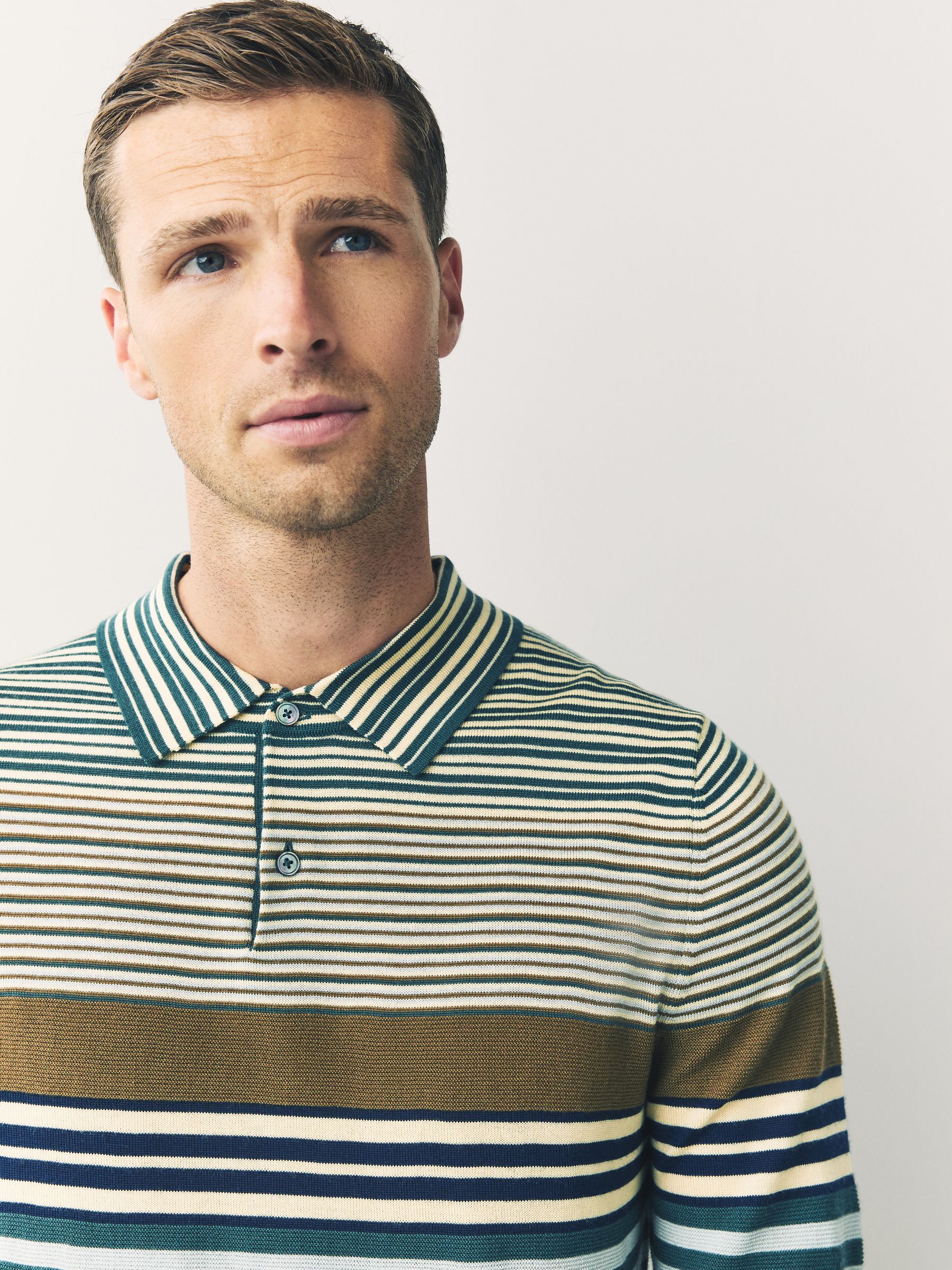 Buy PS Paul Smith Green Long Sleeve Stripe Polo Shirt from