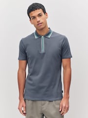 PS Paul Smith Regular Fit Grey Quarter Zip Polo Shirt - Image 1 of 6