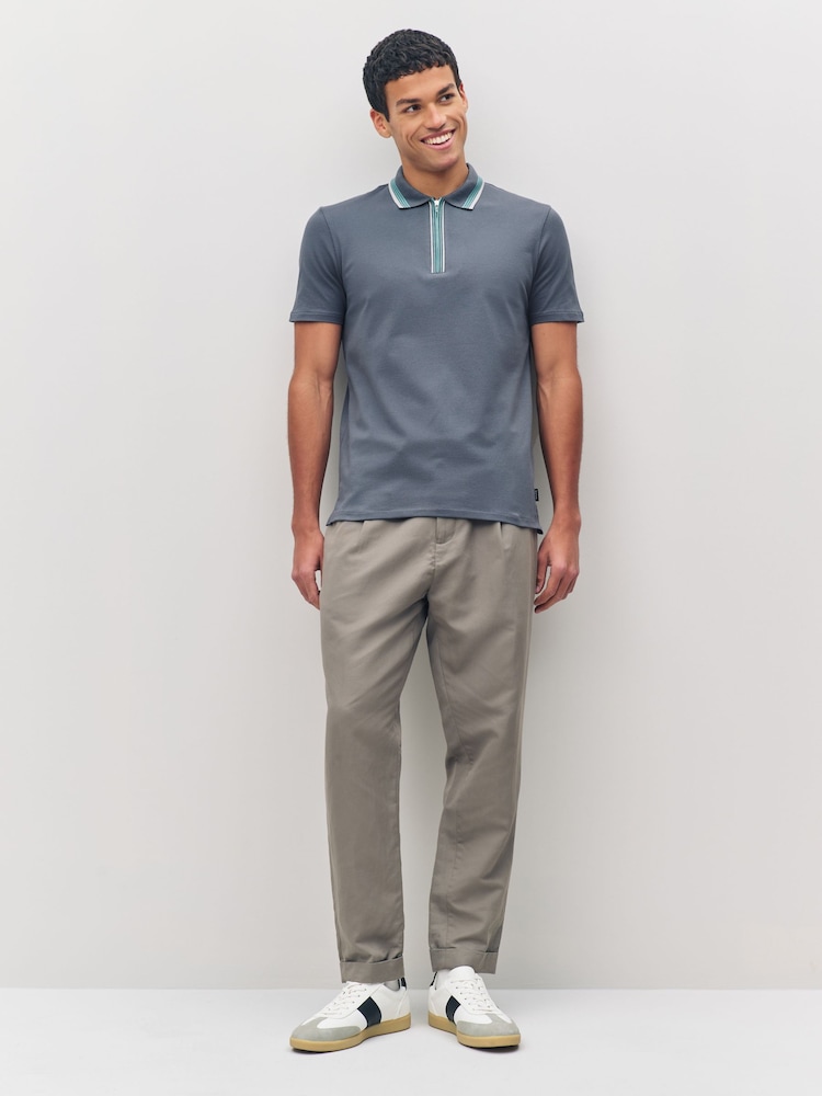 PS Paul Smith Regular Fit Grey Quarter Zip Polo Shirt - Image 2 of 6