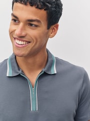 PS Paul Smith Regular Fit Grey Quarter Zip Polo Shirt - Image 4 of 6