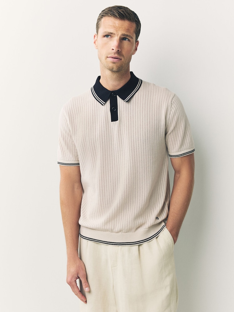 PS Paul Smith Knitted White Polo Shirt - Image 1 of 9 PS Paul Smith Knitted White Polo Shirt - Image 1 of 9