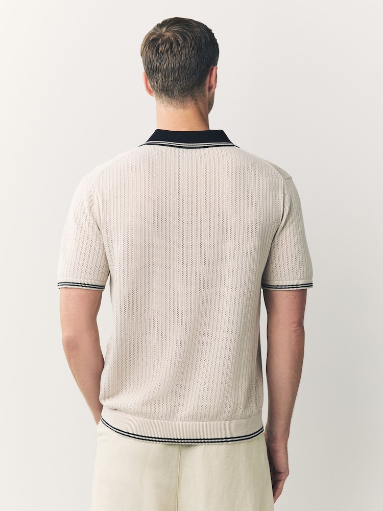 PS Paul Smith Knitted White Polo Shirt - Image 2 of 9 PS Paul Smith Knitted White Polo Shirt - Image 2 of 9