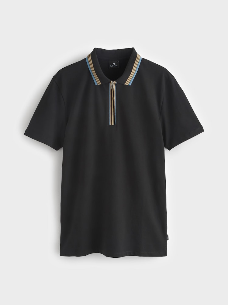 PS Paul Smith Regular Fit Quarter Zip Black Polo shirt - Image 1 of 3