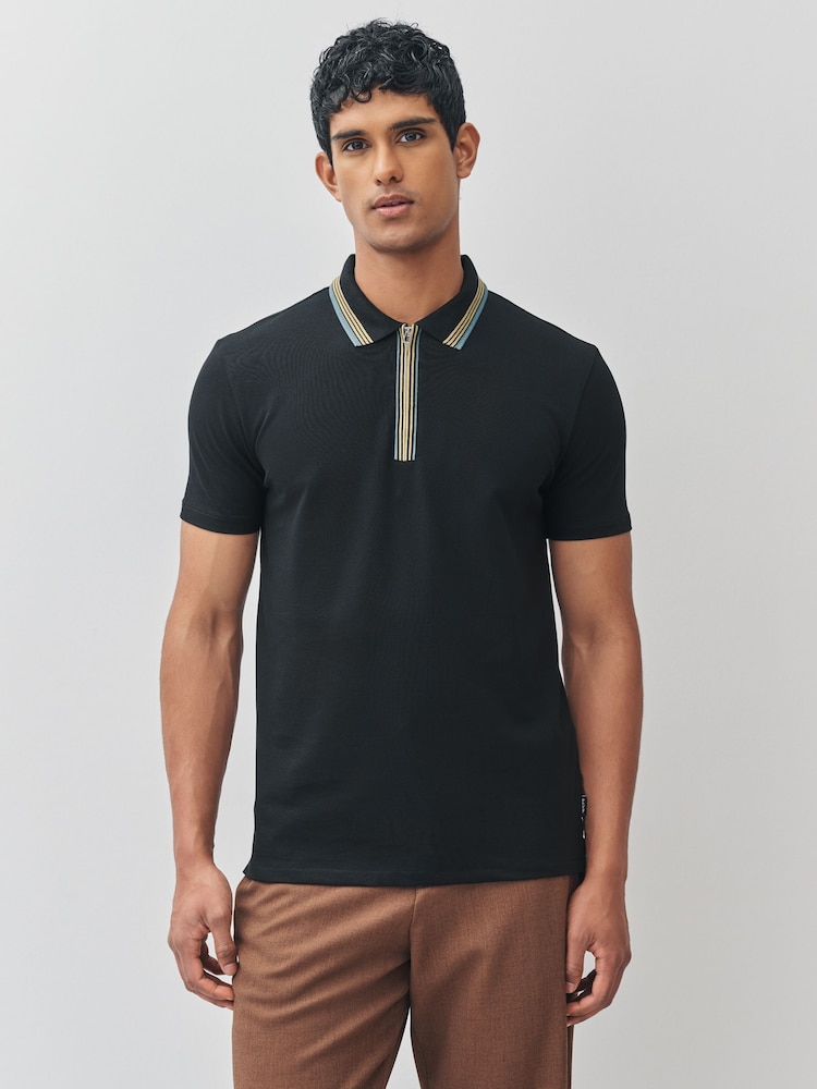 PS Paul Smith Regular Fit Quarter Zip Polo Shirt - Image 1 of 8 PS Paul Smith Regular Fit Quarter Zip Polo Shirt - Image 1 of 8