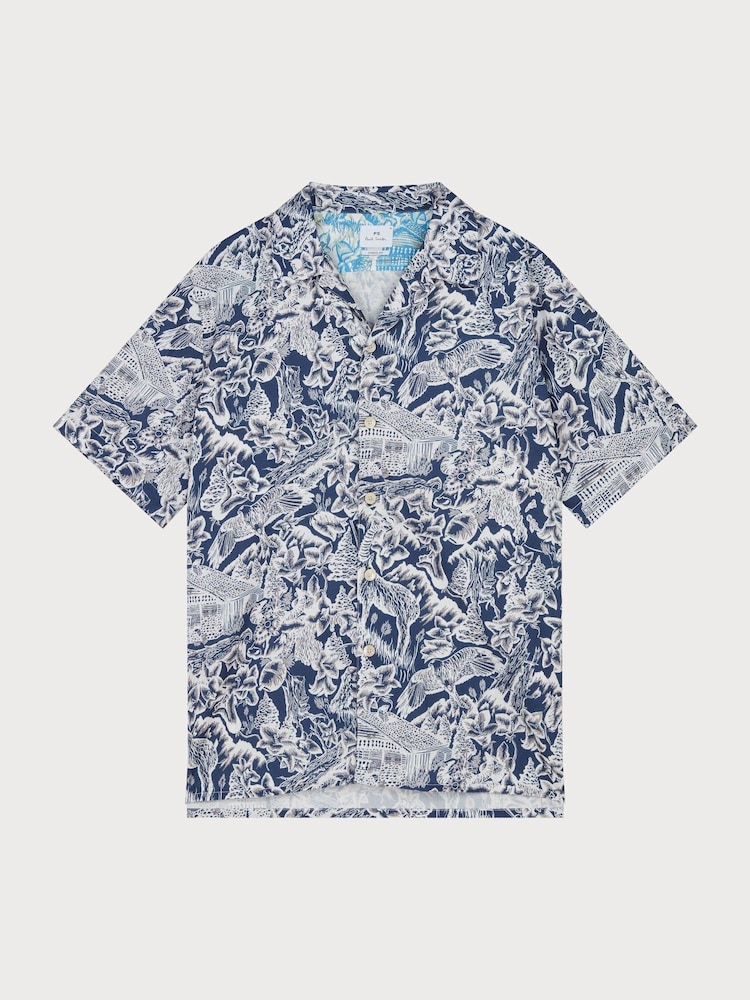 Blau - PS Paul Smith Short Sleeve Casual Fit Logo Brown Shirt - Bild 1 von 3