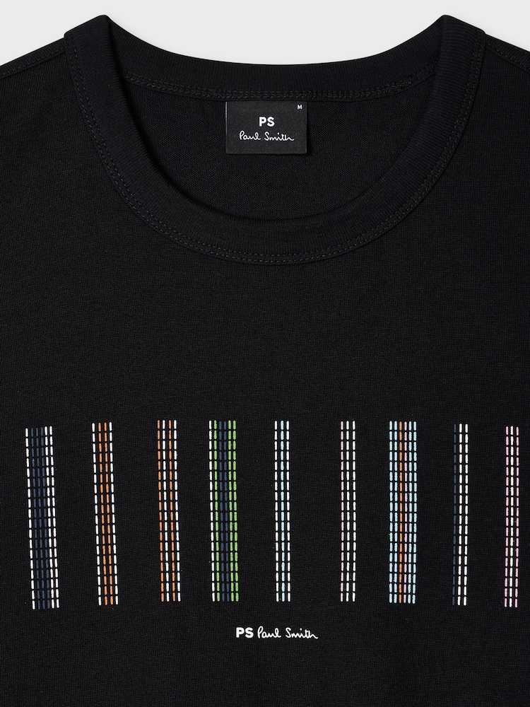 PS Paul Smith Casual Fit 100% Organic Cotton Graphic Black T-Shirt - Image 2 of 3