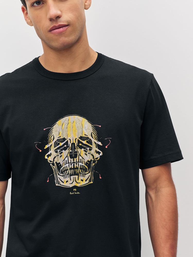Robert Graham Bleu Géométrique Crâne T-Shirt Taille L Tout Neuf W