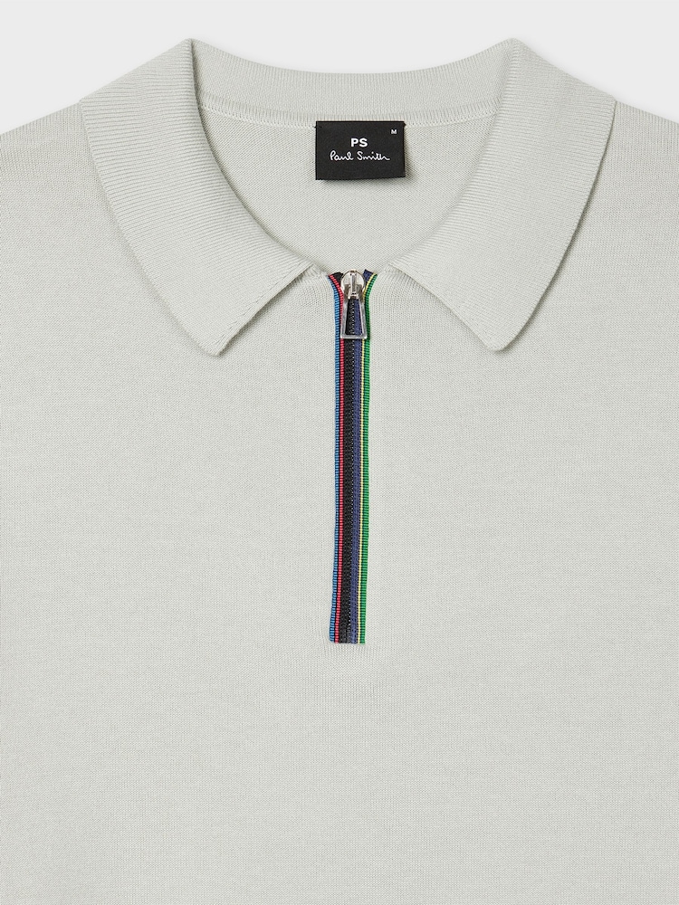PS Paul Smith Grey Knitted Quarter Zip Polo Shirt - Image 4 of 4