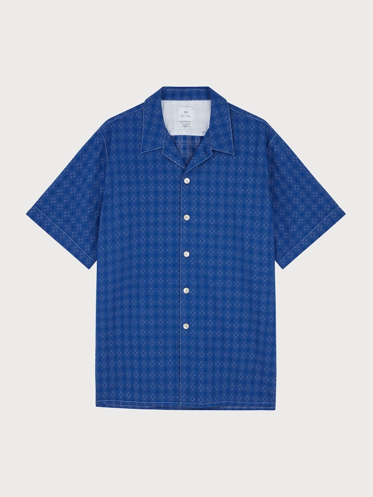 PS Paul Smith Casual Fit 100% Cotton Short Sleeve Blue Shirt - Image 1 of 3 PS Paul Smith Casual Fit 100% Cotton Short Sleeve Blue Shirt - Image 1 of 3