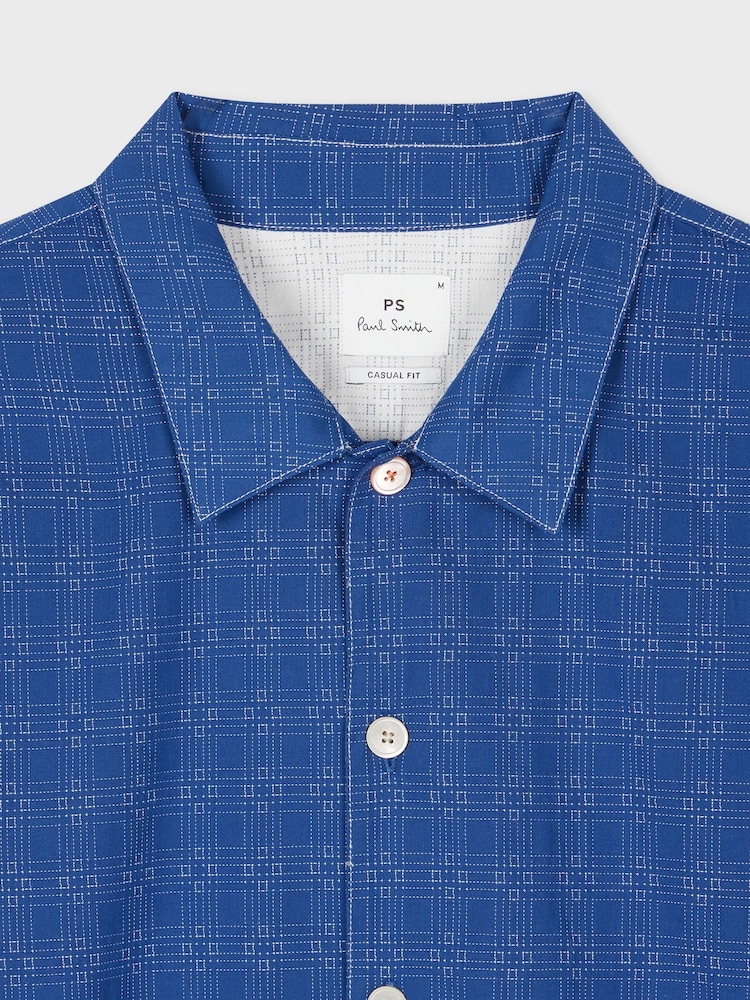 PS Paul Smith Casual Fit 100% Cotton Short Sleeve Blue Shirt - Image 2 of 3 PS Paul Smith Casual Fit 100% Cotton Short Sleeve Blue Shirt - Image 2 of 3