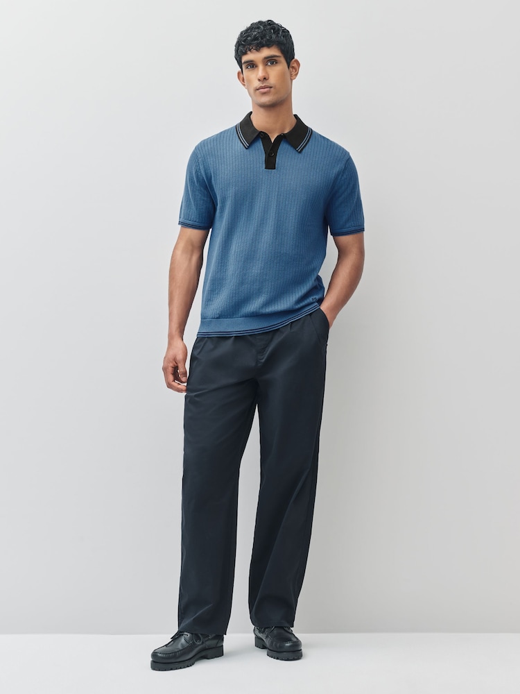 PS Paul Smith Blue Knitted Polo Shirt - Image 2 of 11 PS Paul Smith Blue Knitted Polo Shirt - Image 2 of 11