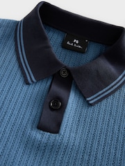 PS Paul Smith Blue Knitted Polo Shirt - Image 3 of 6