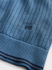 PS Paul Smith Blue Knitted Polo Shirt - Image 4 of 6