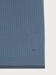PS Paul Smith Blue Knitted Polo Shirt - Image 6 of 6