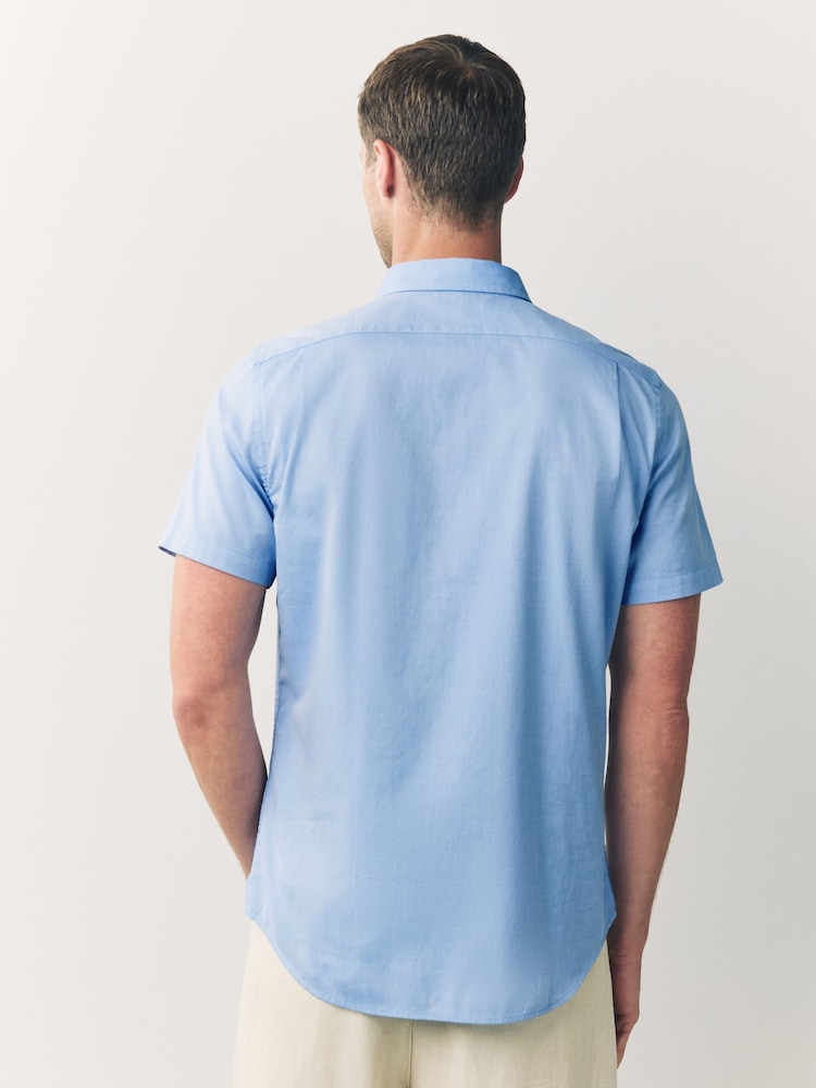 PS Paul Smith Tailored Fit Blue Short Sleeve Logo Shirt - Image 2 of 6 PS Paul Smith Tailored Fit Blue Short Sleeve Logo Shirt - Image 2 of 6
