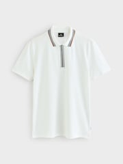 PS Paul Smith Regular Fit Quarter Zip White Polo Shirt - Image 1 of 1