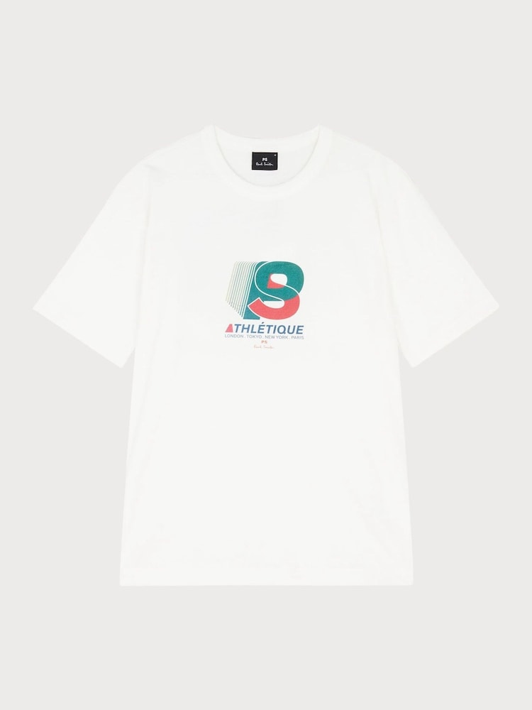 PS Paul Smith Casual Fit 100% Cotton Graphic White T-Shirt - Image 1 of 3