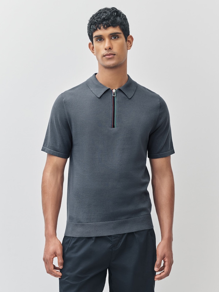 PS Paul Smith Knitted Quarter Zip Polo Shirt - Image 1 of 12 PS Paul Smith Knitted Quarter Zip Polo Shirt - Image 1 of 12