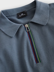 Grau - PS Paul Smith Knitted Quarter Zip Polo Shirt - Bild 2 von 7