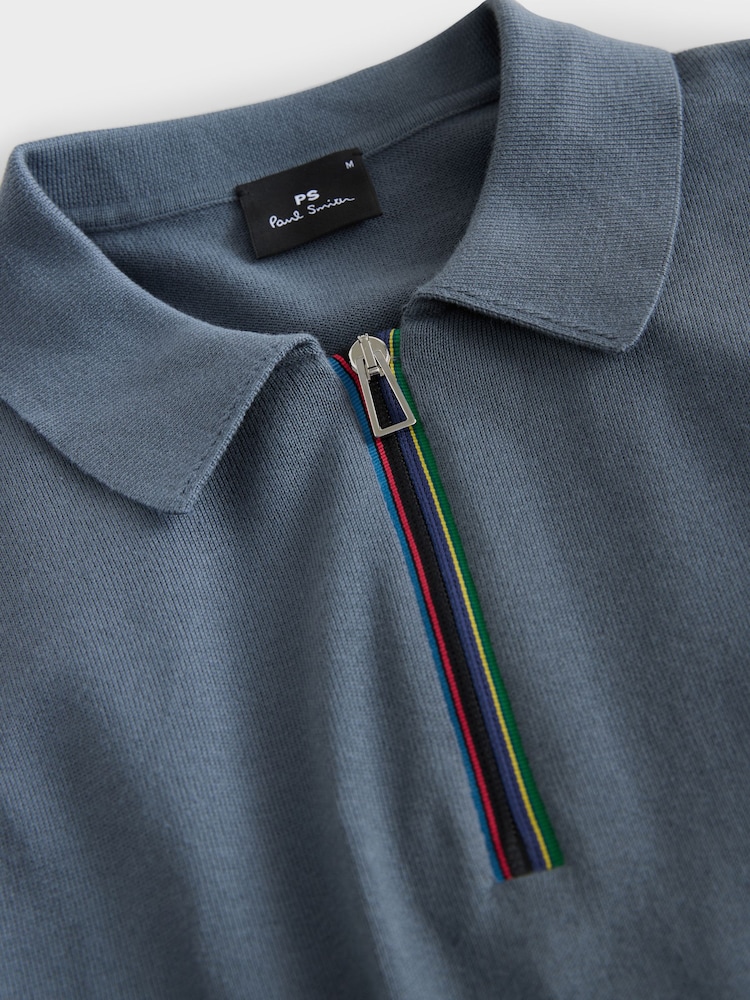 Grau - PS Paul Smith Knitted Quarter Zip Polo Shirt - Bild 2 von 7
