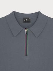 Grau - PS Paul Smith Knitted Quarter Zip Polo Shirt - Bild 3 von 7
