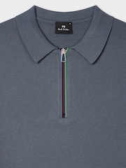 Grau - PS Paul Smith Knitted Quarter Zip Polo Shirt - Bild 4 von 7