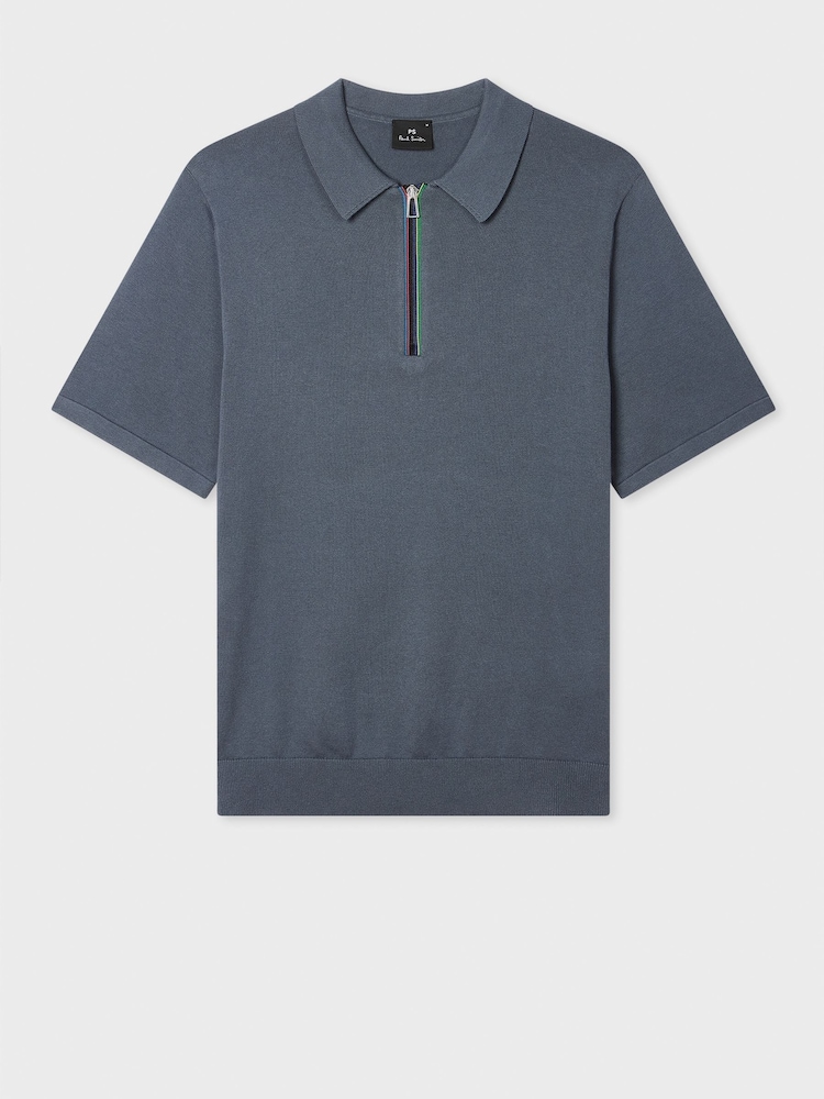 Grau - PS Paul Smith Knitted Quarter Zip Polo Shirt - Bild 7 von 7