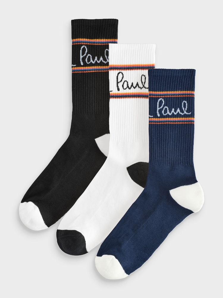 PS Paul Smith Logo Black Socks 3 Pack - Image 1 of 4