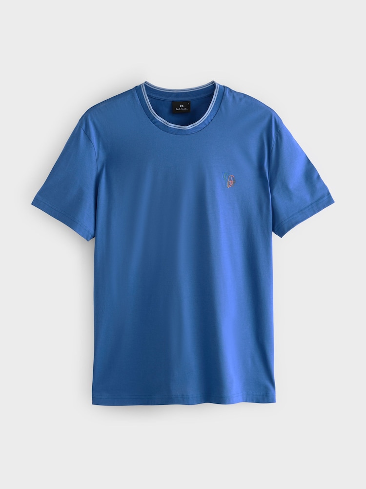 PS Paul Smith Regular Fit Blue 100% Organic Cotton Logo T-Shirt - Image 1 of 1