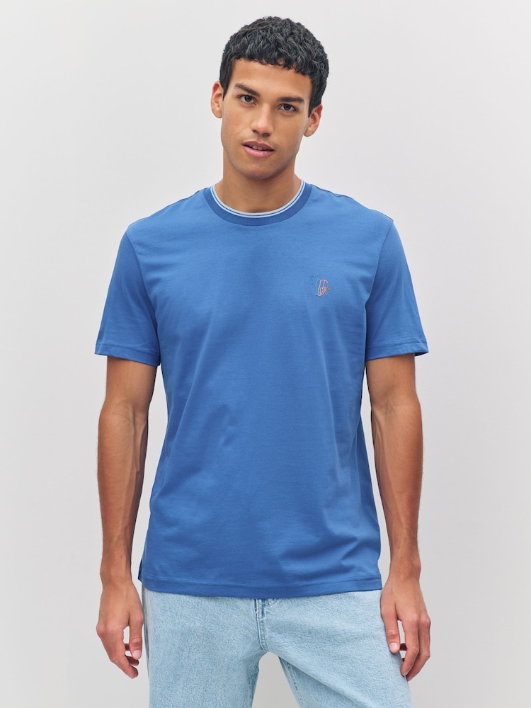 PS Paul Smith Regular Fit Blue Cotton Logo T-Shirt - Image 1 of 5 PS Paul Smith Regular Fit Blue Cotton Logo T-Shirt - Image 1 of 5