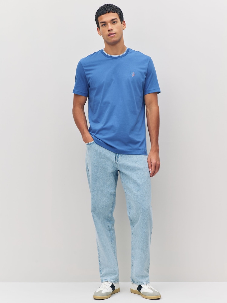 PS Paul Smith Regular Fit Blue Cotton Logo T-Shirt - Image 2 of 5 PS Paul Smith Regular Fit Blue Cotton Logo T-Shirt - Image 2 of 5