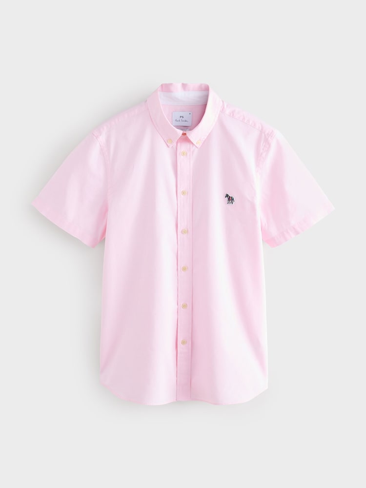 PS Paul Smith Tailored Fit Pink Short Sleeve Logo Shirt - Image 1 of 3