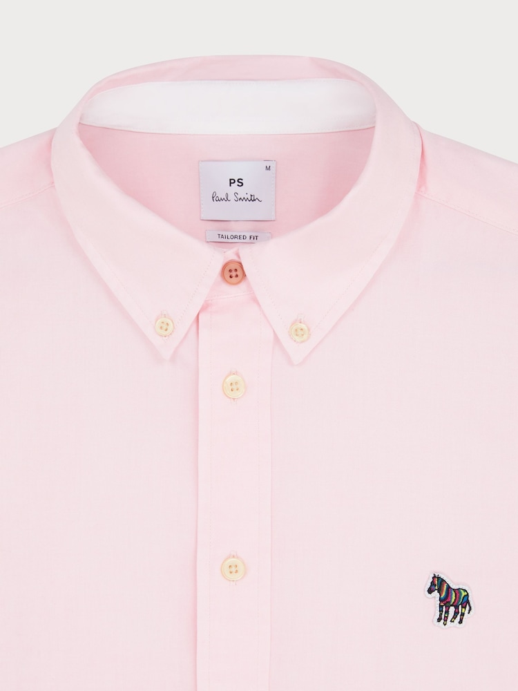 PS Paul Smith Tailored Fit Pink Short Sleeve Logo Shirt - Image 2 of 3