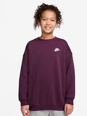 Nike Bordeaux Burgundy Oversized Club Fleece Sweatshirt - Image 1 of 3
