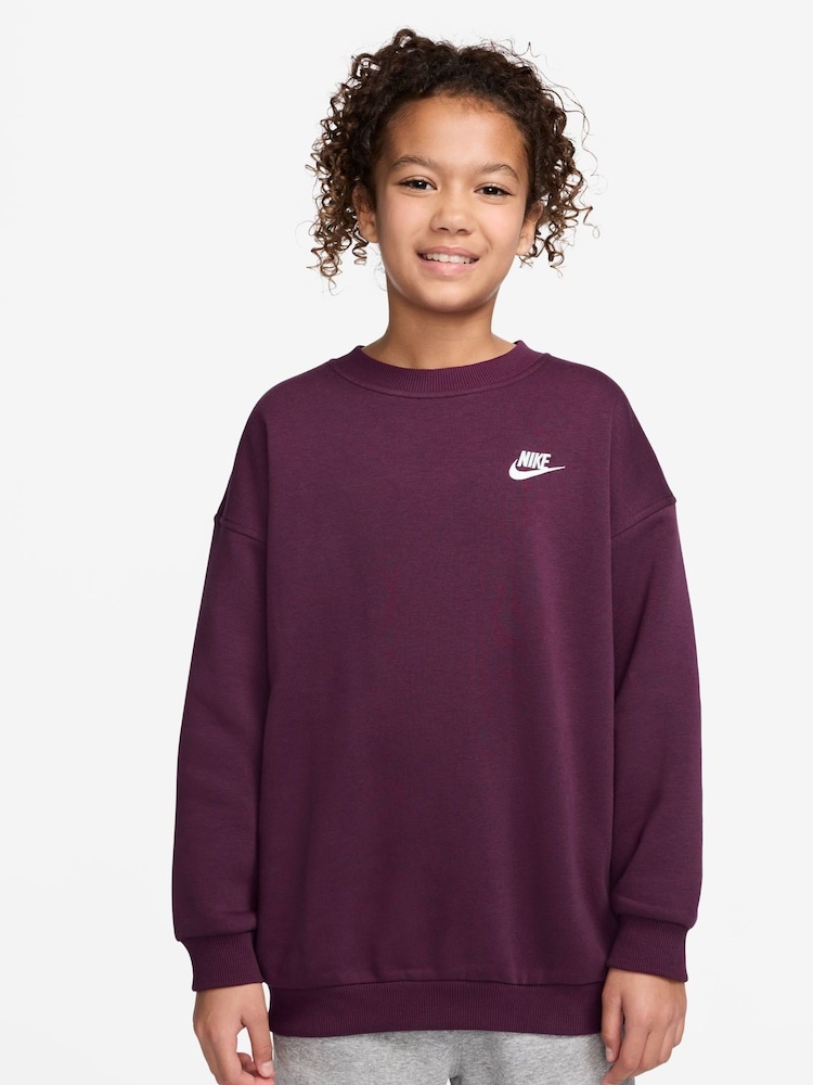 Nike Bordeaux Burgundy Oversized Club Fleece Sweatshirt - Image 1 of 3 Nike Bordeaux Burgundy Oversized Club Fleece Sweatshirt - Image 1 of 3