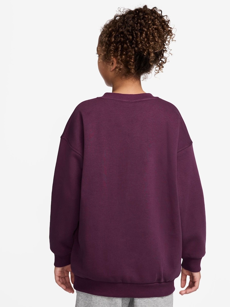 Nike Bordeaux Burgundy Oversized Club Fleece Sweatshirt - Image 2 of 3 Nike Bordeaux Burgundy Oversized Club Fleece Sweatshirt - Image 2 of 3