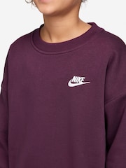 Nike Bordeaux Burgundy Oversized Club Fleece Sweatshirt - Image 3 of 3