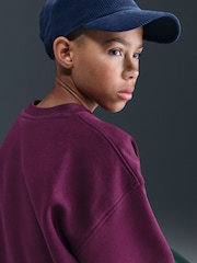 Nike Bordeaux Burgundy Oversized Club Fleece Sweatshirt - Image 6 of 7