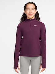 Bordeaux-Burgunder - Nike Dri-FIT Langarmshirt mit Halbreißverschluss - Bild 1 von 3