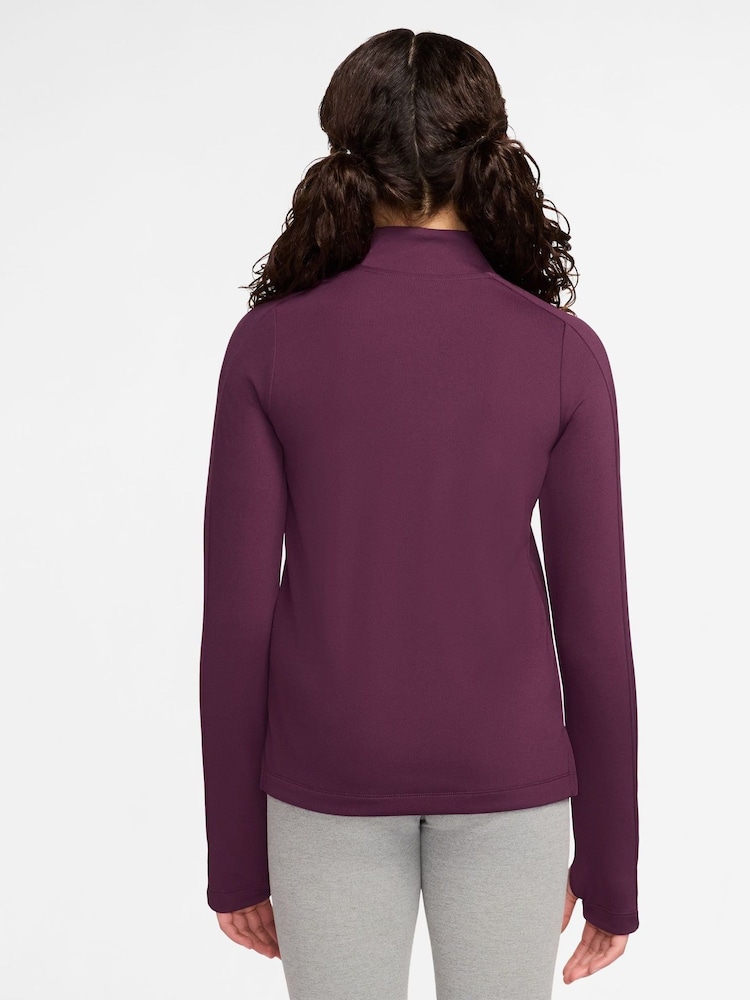 Bordeaux-Burgunder - Nike Dri-FIT Langarmshirt mit Halbreißverschluss - Bild 2 von 3