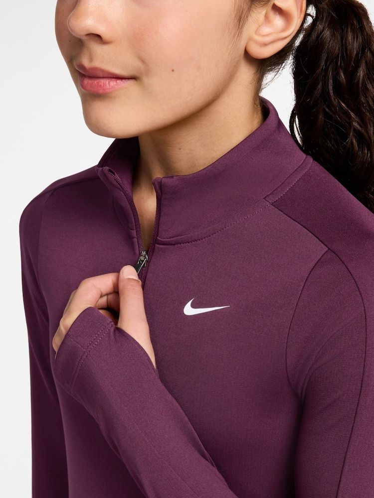 Bordeaux-Burgunder - Nike Dri-FIT Langarmshirt mit Halbreißverschluss - Bild 3 von 3