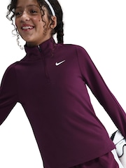 Nike Burgundy Red Dri-FIT Long Sleeve Half Zip Top - Image 5 of 9