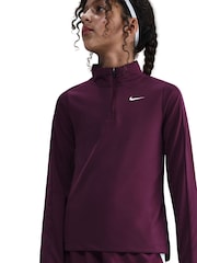 Nike Burgundy Red Dri-FIT Long Sleeve Half Zip Top - Image 6 of 9