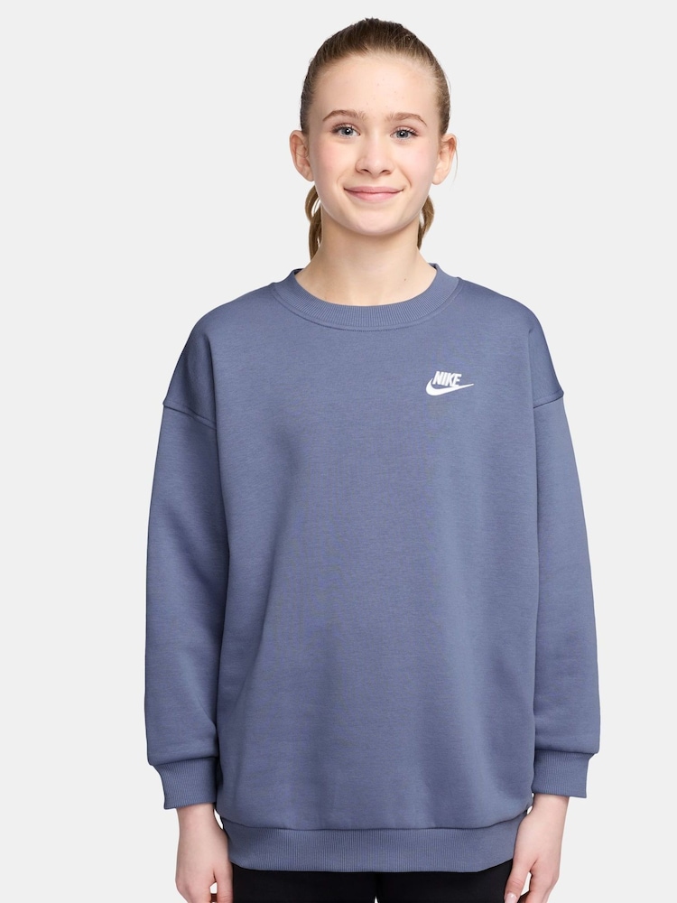 Nike World Indigo Blue Oversized Club Fleece Sweatshirt - Image 1 of 3