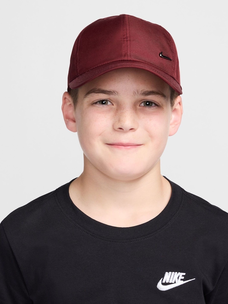 Nike Dark Team Red Dri-FIT Kids Club Unstructured Metal Swoosh Cap - Image 1 of 6