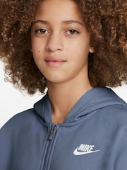 Nike World Indigo Blue Oversized College Club Fleece Zip-Up Hoodie - Image 3 of 3