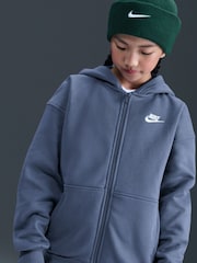 Nike World Indigo Blue Oversized College Club Fleece Zip-Up Hoodie - Image 4 of 7