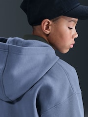 Nike World Indigo Blue Oversized College Club Fleece Zip-Up Hoodie - Image 6 of 7
